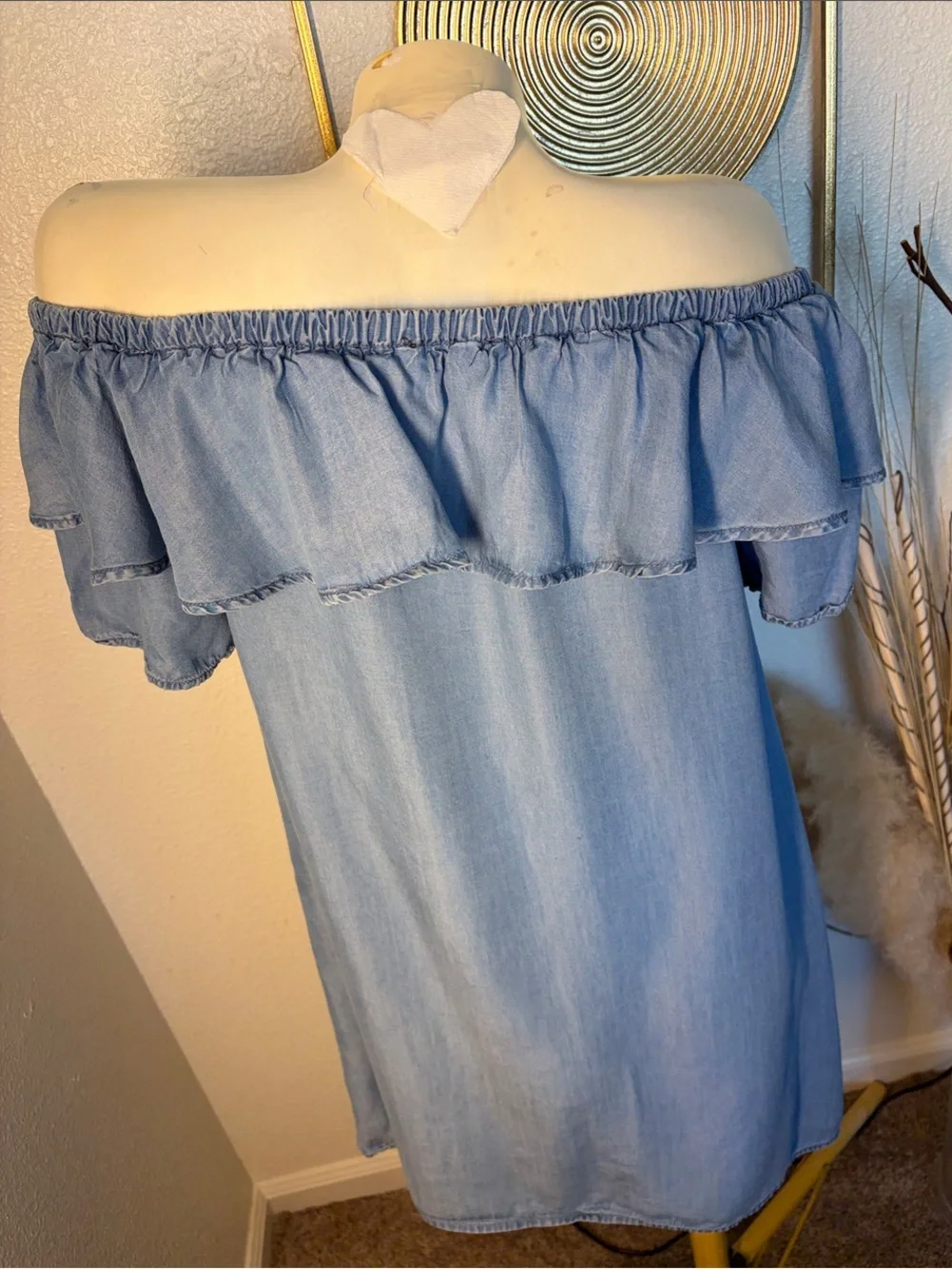 iris Light Blue Off-Shoulder Dress with Ruffle - Picture 5 of 6